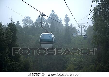 China, Sichuan Province, Mt. Emei, Wannian Cableway View Large Photo Image Picture - China, Sichuan Province, Mt. Emei, Wannian Cableway. Fotosearch