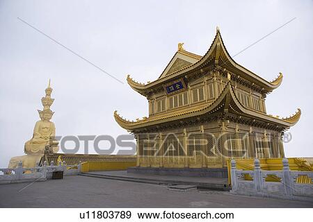 China, Sichuan Province, Mt. Emei, Huazang Temple View Large Photo Image Stock Photo - China, Sichuan Province, Mt. Emei, Huazang Temple. Fotosearch
