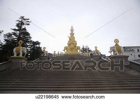 Stock Photography - China, Sichuan Province, Mt. Emei, Golden Summit. Fotosearch
