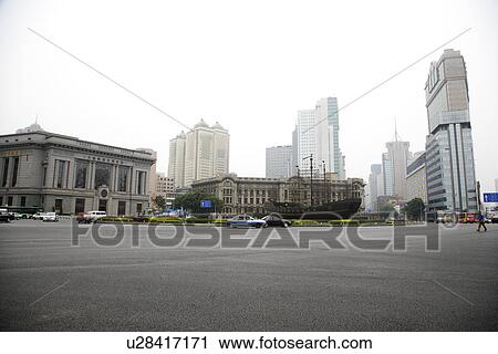 Stock Image - China, Liaoning Province, Dalian, Gang'ao Square. Fotosearch