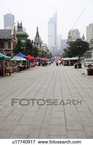 Stock Photo - China, Liaoning Province, Dalian, Russian Street. Fotosearch