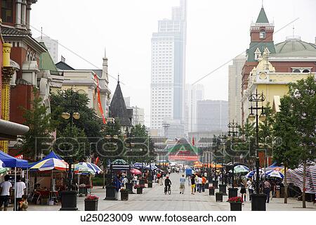 Stock Photo - China, Liaoning Province, Dalian, Russian Street. Fotosearch