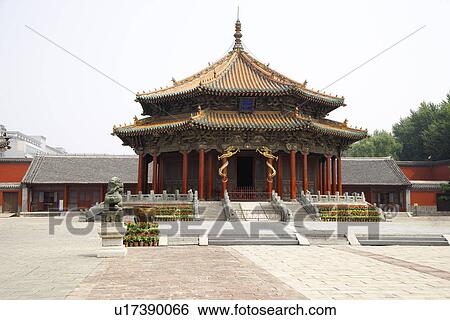 Stock Photograph - China, Liaoning Province, Shenyang, ornate exterior of the Imperial Palace. Fotosearch