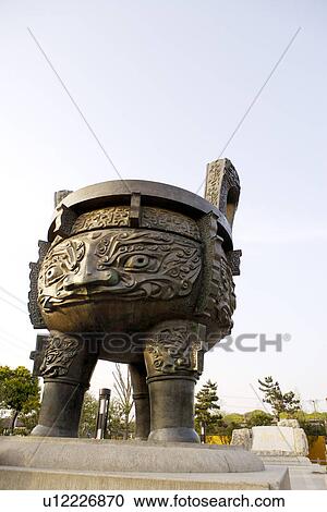 Stock Image - China, Suzhou, big incense burner. Fotosearch