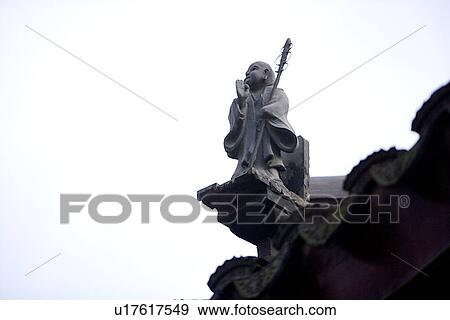 China, Suzhou, Hanshan Temple, figurine on the roof View Large Photo Image Stock Photo - China, Suzhou, Hanshan Temple, figurine on the roof. Fotosearch