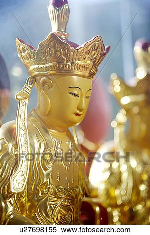 Stock Photography - China, Suzhou, Hanshan Temple, gold statue. Fotosearch