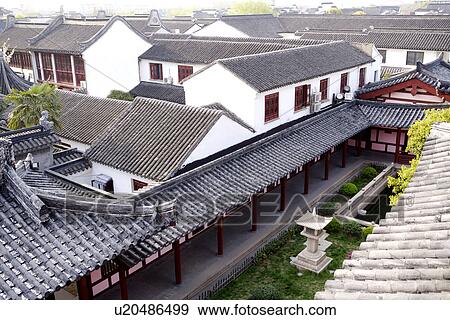 China, Suzhou, Hanshan Temple, overhead view View Large Photo Image Stock Photo - China, Suzhou, Hanshan Temple, overhead view. Fotosearch