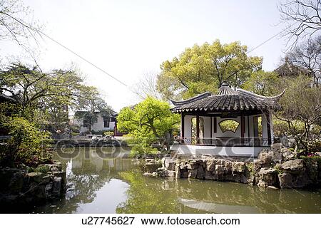 Stock Photo - China, Suzhou, pavilion in the Humble Administrator's Garden. Fotosearch