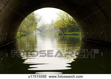 Stock Image - China, Zhejiang Province, Hangzhou, West Lake, view through arch over lake. Fotosearch