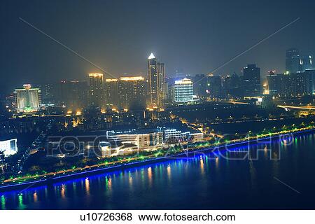 China,, Guangdong, Guangzhou at night View Large Photo Image Stock Photo - China,, Guangdong, Guangzhou at night. Fotosearch