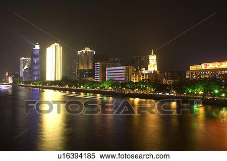 China,, Guangdong, Guangzhou, Pearl river at night View Large Photo Image Stock Photography - China,, Guangdong, Guangzhou, Pearl river at night. Fotosearch
