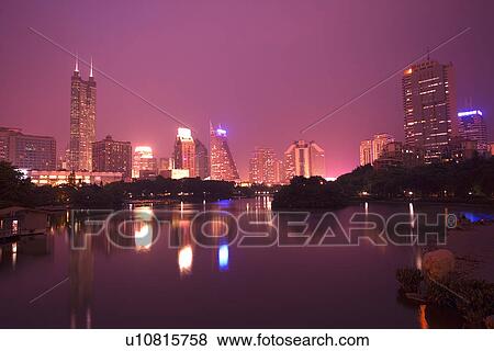 People's Republic of China, Guangdong, Shenzhen at night View Large Photo Image Stock Photo - People's Republic of China, Guangdong, Shenzhen at night. Fotosearch