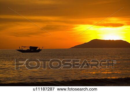 Stock Photo - Asia, China, Hainan Island, Sanya Bay. Fotosearch
