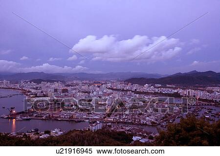Stock Photography - Asia, China, Hainan Island, Sanya city, Cityscape. Fotosearch
