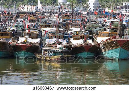 Asia, China, Hainan Island, Sanya, Fishing harbor View Large Photo Image Stock Photo - Asia, China, Hainan Island, Sanya, Fishing harbor. Fotosearch