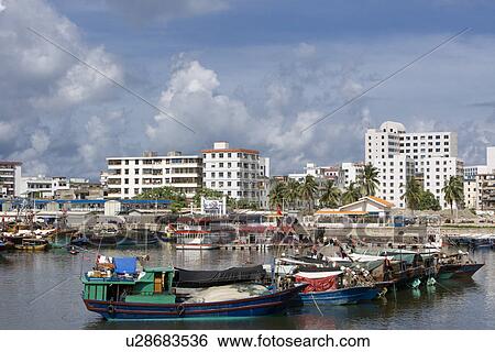 Asia, China, Hainan Island, Sanya, Fishing harbor View Large Photo Image Stock Photograph - Asia, China, Hainan Island, Sanya, Fishing harbor. Fotosearch