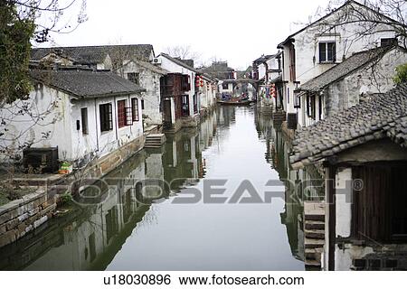 Asia, China, Jiangsu Province, Zhouzhuang Town, Ancient Scenic Town, Water Town View Large Photo Image Stock Photograph - Asia, China, Jiangsu Province, Zhouzhuang Town, Ancient Scenic Town, Water Town. Fotosearch
