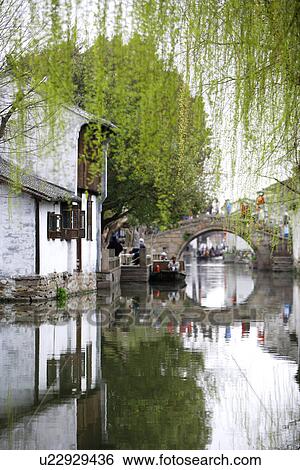 Stock Photograph - Asia, China, Jiangsu Province, Zhouzhuang Town, Ancient Scenic Town. Fotosearch