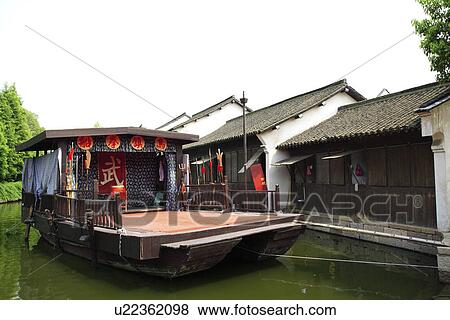 Asia, China, Zhejiang Province, Wuzhen, 'Row boat' known as water stage in old times View Large Photo Image Stock Photo - Asia, China, Zhejiang Province, Wuzhen, 'Row boat' known as water stage in old times. Fotosearch