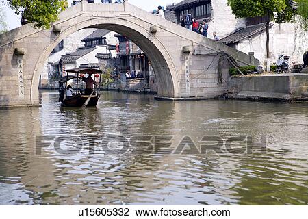 Stock Image - China, Zhejiang Province, Xitang Ancient Scenic Town. Fotosearch