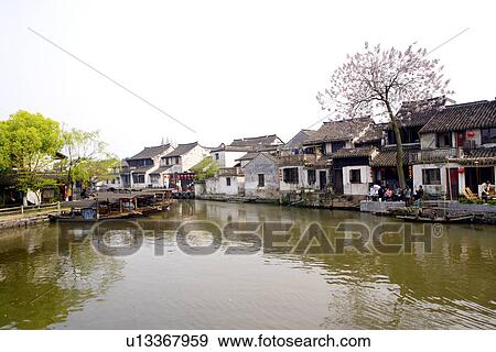 China, Zhejiang Province, Xitang Ancient Scenic Town View Large Photo Image Stock Photo - China, Zhejiang Province, Xitang Ancient Scenic Town. Fotosearch