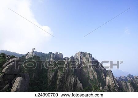Stock Image - China, Anhui, Mt. Huangshan Peak. Fotosearch