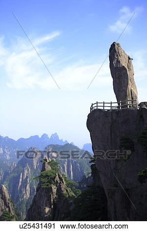 China, Anhui Province, Mt. Huangshan, tourists with Flying Stone View Large Photo Image Stock Image - China, Anhui Province, Mt. Huangshan, tourists with Flying Stone. Fotosearch