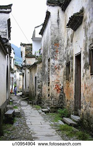 Picture - Alley, Cheng Kan Village, Anhui Province, China, Asia. Fotosearch