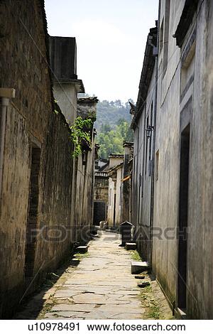 Stock Image - Alley, Xidi Village, Anhui Province, China, Asia. Fotosearch