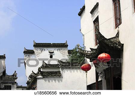 Stock Photograph - Ancient residential house, Xidi Village, Anhui Province, China, Asia. Fotosearch