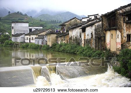 Stock Image - Cheng Kan Village, Anhui Province, China, Asia. Fotosearch