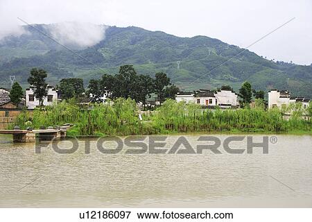 Cheng Kan Village, Anhui Province, China, Asia View Large Photo Image Stock Photo - Cheng Kan Village, Anhui Province, China, Asia. Fotosearch