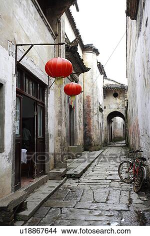 Picture - China, Anhui, Alley in Chengkan Village. Fotosearch