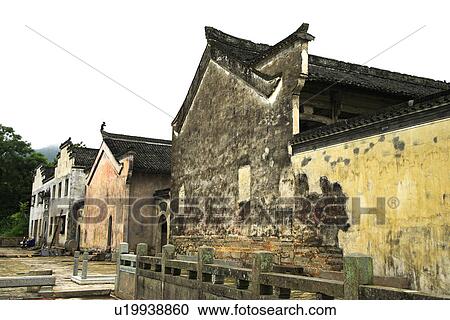 Stock Image - China, Anhui, Chengkan Village, house exterior. Fotosearch