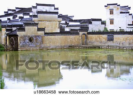 China, Anhui, Chengkan Village View Large Photo Image Stock Photo - China, Anhui, Chengkan Village. Fotosearch