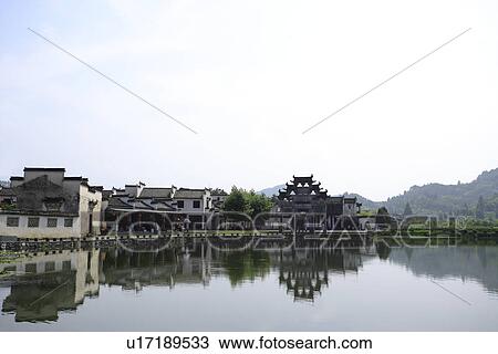 China, Anhui Province, Xidi Village, Traditional residential houses with reflection in the river View Large Photo Image Stock Image - China, Anhui Province, Xidi Village, Traditional residential houses with reflection in the river. Fotosearch