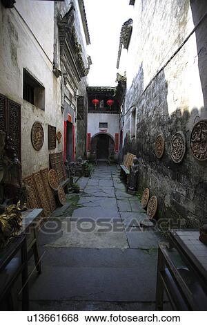 China, Anhui Province, Xidi Village, alley View Large Photo Image Stock Photo - China, Anhui Province, Xidi Village, alley. Fotosearch