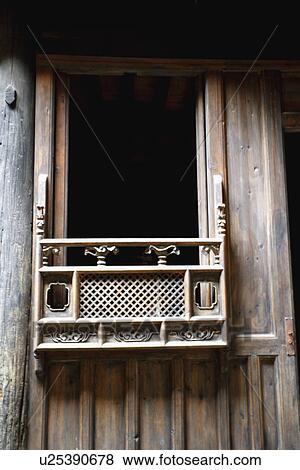 Stock Photo - Classical window, Cheng Kan Village, Anhui Province, China, Asia. Fotosearch