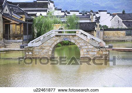 Stock Photo - Stone bridge, Cheng Kan Village, Anhui Province, China, Asia. Fotosearch