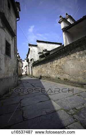 Stock Photo - Street in Chinese village, Anhui Province, Asia. Fotosearch