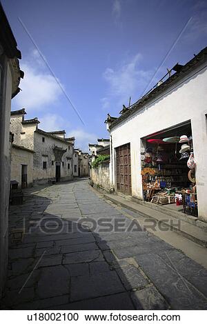 Street, Xidi Village, Anhui Province, China, Asia View Large Photo Image Stock Image - Street, Xidi Village, Anhui Province, China, Asia. Fotosearch
