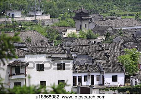 Xidi Village, Anhui Province, China, Asia View Large Photo Image Stock Image - Xidi Village, Anhui Province, China, Asia. Fotosearch