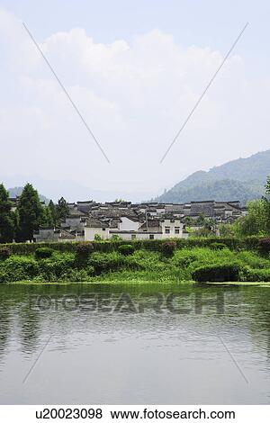 Xidi Village, Anhui Province, China, Asia View Large Photo Image Stock Photo - Xidi Village, Anhui Province, China, Asia. Fotosearch