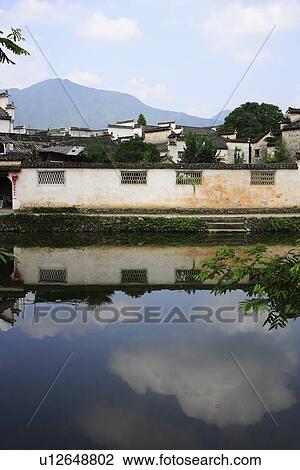 Stock Image - Ancient residential house, Hongcun village, Anhui Province, China, Asia. Fotosearch