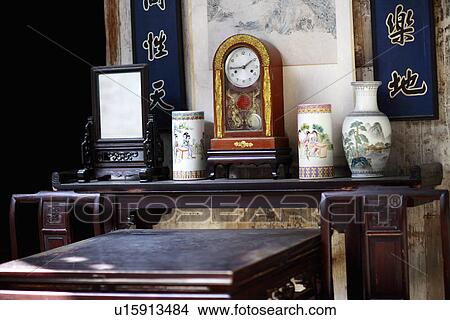 Picture - Home interior, Chengzhi Hall, Hongcun village, Anhui Province, China, Asia. Fotosearch