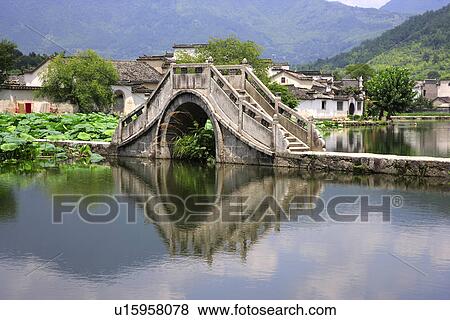 Stock Photo - Hongcun village, UNESCO World Heritage Site, Anhui Province, China, Asia. Fotosearch