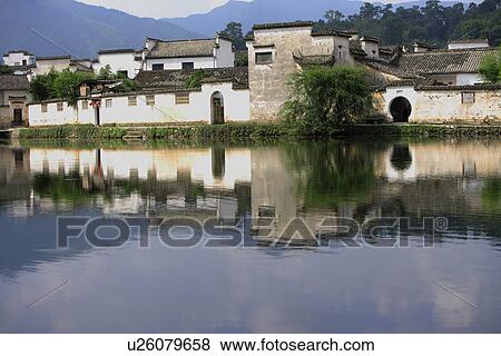 Hongcun village, UNESCO World Heritage Site, Anhui Province, China, Asia View Large Photo Image Stock Photo - Hongcun village, UNESCO World Heritage Site, Anhui Province, China, Asia. Fotosearch