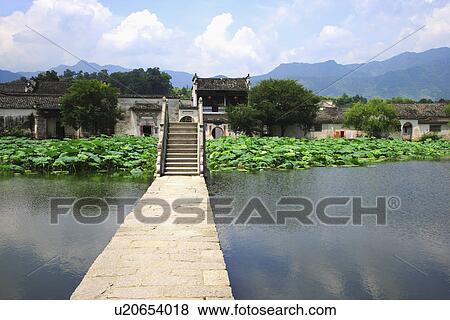 Long stone bridge, Hongcun village, Anhui Province, China, Asia View Large Photo Image Stock Photo - Long stone bridge, Hongcun village, Anhui Province, China, Asia. Fotosearch