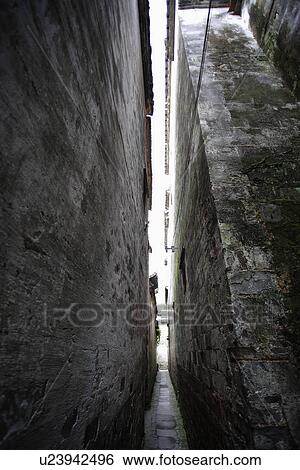 Narrow alley, Hongcun village, Anhui Province, China, Asia View Large Photo Image Stock Photograph - Narrow alley, Hongcun village, Anhui Province, China, Asia. Fotosearch