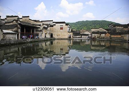 South lake, Hongcun village, Anhui Province, China, Asia View Large Photo Image Stock Image - South lake, Hongcun village, Anhui Province, China, Asia. Fotosearch